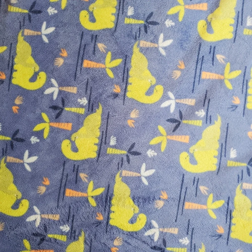 Parent's Choice Dinosaurs Baby Blanket Blue Green Orange Palm Trees Footprints
